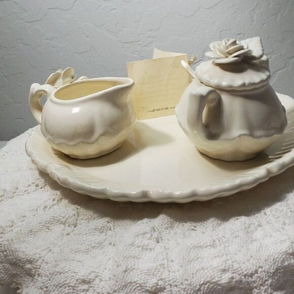 "Mud Pie" Brand Creamer and Sugar Set with a Small Tray ~Vintage~ 1988 - Picture 12 of 14